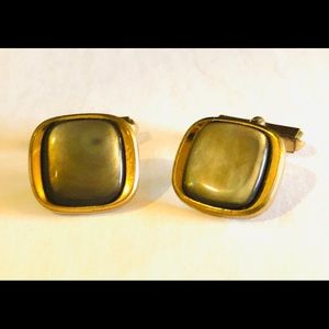 Vintage Rose Gold Filled Black MOP Cuff Links